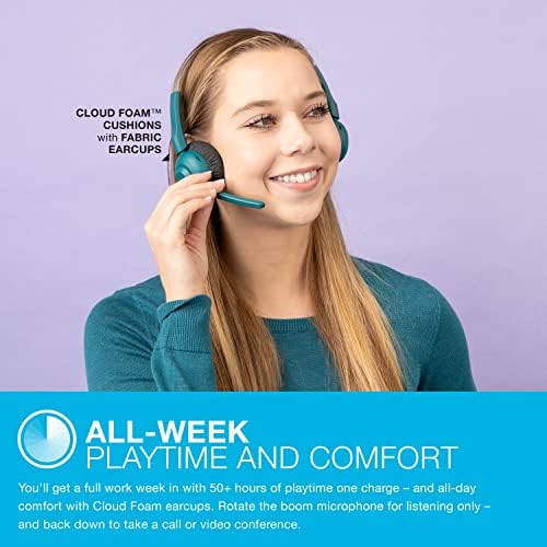 Jlab Go Work פופ אוזניות אלחוטיות אוזניות | TEAL | זמן משחק של 50+ שעות | מרובי Bluetooth | סיבוב בום מיקרופון | מיקרופון